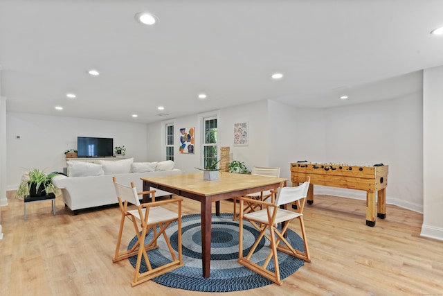 10 Easton Heights Ln, Easton, CT 06612 - dining space with light wood-style floors, baseboards, and recessed lighting