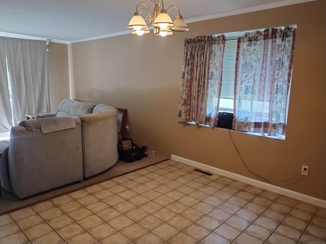 60 Engine House Rd Unit D, Stratford, CT 06614 - living area featuring a chandelier and crown molding