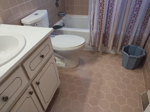 60 Engine House Rd Unit D, Stratford, CT 06614 - full bathroom with tile patterned floors, vanity, and shower / tub combo with curtain