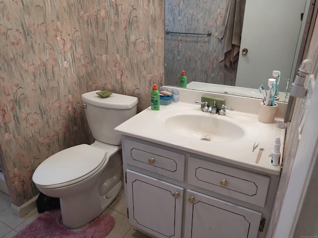 60 Engine House Rd Unit D, Stratford, CT 06614 - bathroom with vanity, tile patterned flooring, and wallpapered walls