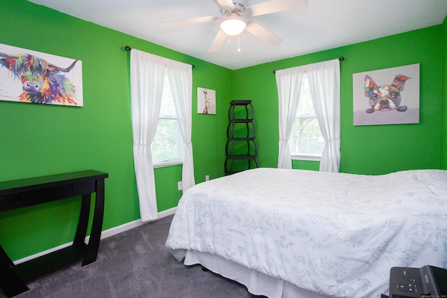 69 Fernwood Dr, Simsbury, CT 06070 - bedroom featuring dark carpet, baseboards, and ceiling fan