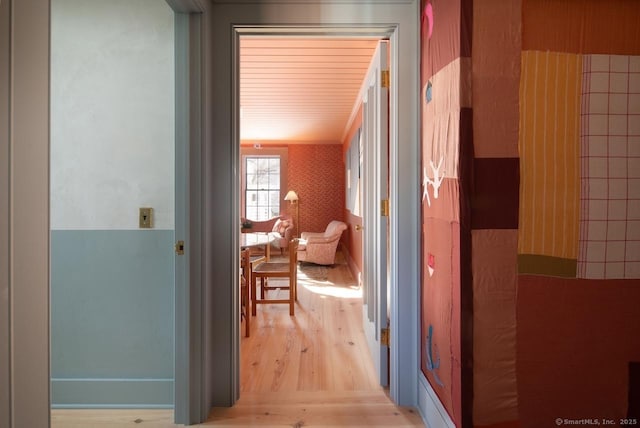 14 Main St, Salisbury, CT 06039 - hall with light wood-style floors and wallpapered walls