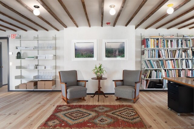 14 Main St, Salisbury, CT 06039 - sitting room featuring beamed ceiling and wood finished floors