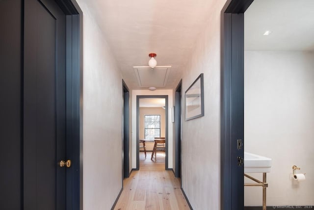 14 Main St, Salisbury, CT 06039 - hall featuring attic access and light wood finished floors