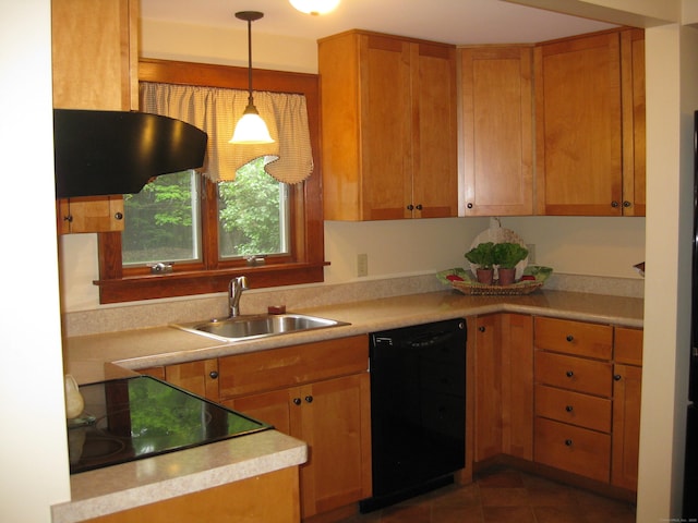 1071 River Blvd, Suffield, CT 06078 - kitchen with dishwasher, a sink, stovetop, exhaust hood, and light countertops