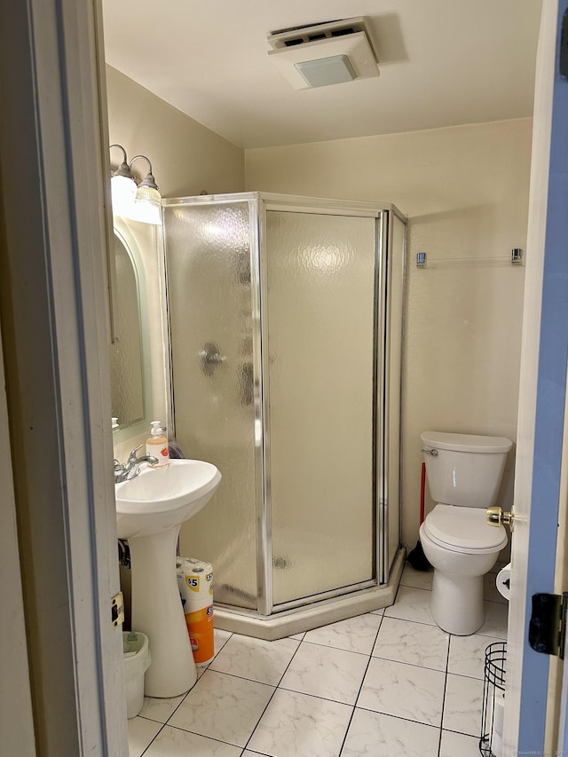 47 Conestoga Way Unit 47, Glastonbury, CT 06033 - full bath featuring marble finish flooring, toilet, and a shower stall