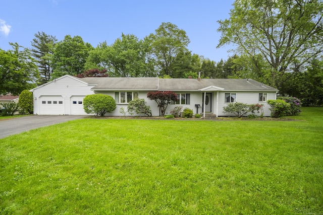 34 Benedict Dr, South Windsor, CT 06074 - ranch-style house with an attached garage, asphalt driveway, and a front lawn