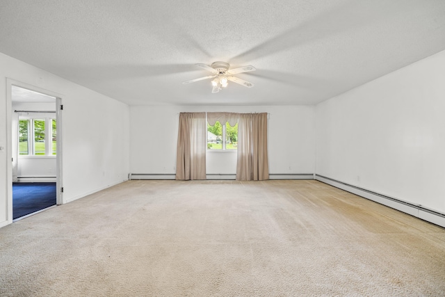34 Benedict Dr, South Windsor, CT 06074 - spare room featuring carpet, a ceiling fan, healthy amount of natural light, a textured ceiling, and baseboard heating