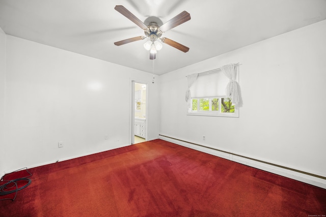 34 Benedict Dr, South Windsor, CT 06074 - unfurnished room with a baseboard heating unit, a ceiling fan, and carpet floors