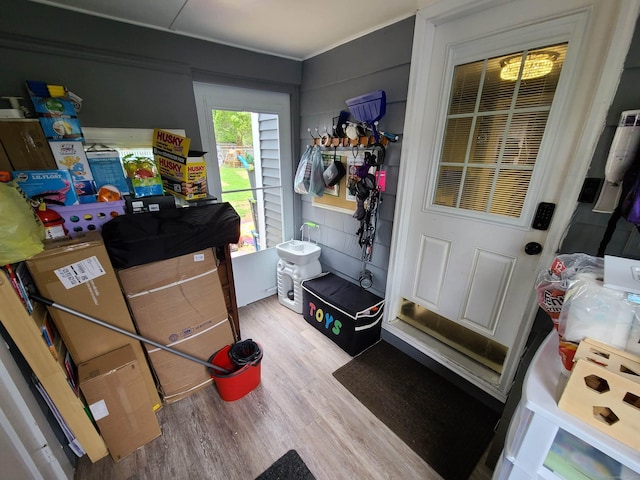 1437 Silver Ln, East Hartford, CT 06118 - laundry area featuring wood finished floors