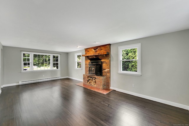 2 Broken Arrow Dr, East Granby, CT 06026 - unfurnished living room featuring a baseboard heating unit, baseboards, and healthy amount of natural light