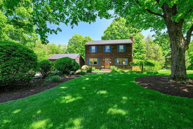 113 Toddy Hill Rd, Newtown, CT 06482 - back of property featuring a chimney and a lawn