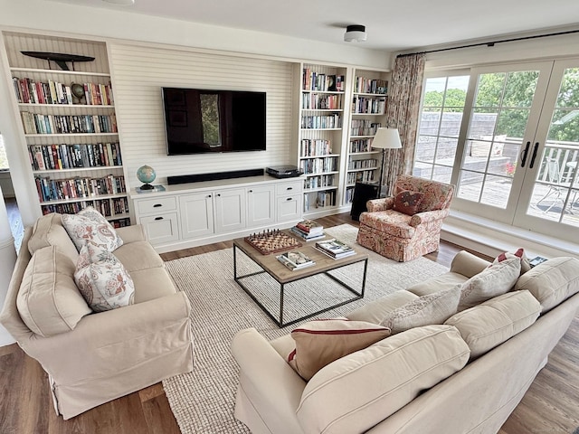 37 Orchard St, Stonington, CT 06378 - living area featuring wood finished floors and built in shelves