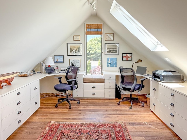 37 Orchard St, Stonington, CT 06378 - office space with a skylight, light wood-style floors, and lofted ceiling
