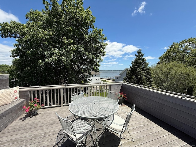 37 Orchard St, Stonington, CT 06378 - wooden deck featuring outdoor dining space