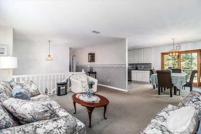 8 Prospect Ct, Brookfield, CT 06804 - living room with a chandelier and light carpet