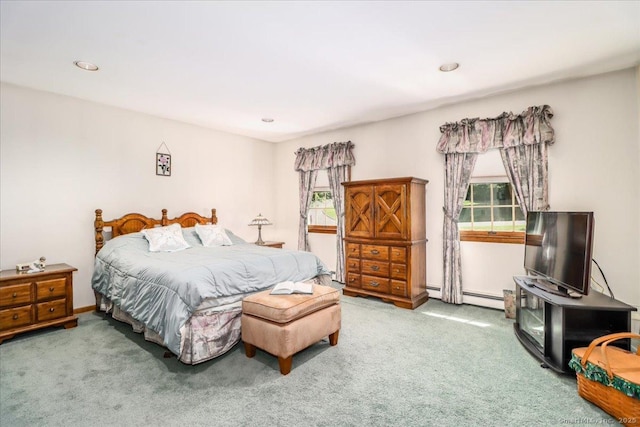 8 Prospect Ct, Brookfield, CT 06804 - bedroom featuring carpet flooring, multiple windows, baseboard heating, and recessed lighting