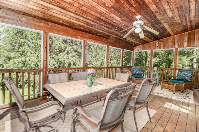 8 Prospect Ct, Brookfield, CT 06804 - sunroom / solarium with a ceiling fan, vaulted ceiling, and outdoor dining space