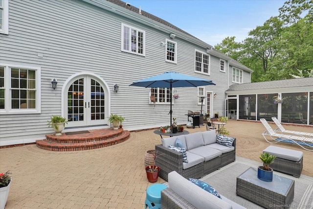15 Surrey Ridge Rd, Killingworth, CT 06419 - view of patio / terrace with french doors, a sunroom, and an outdoor living space