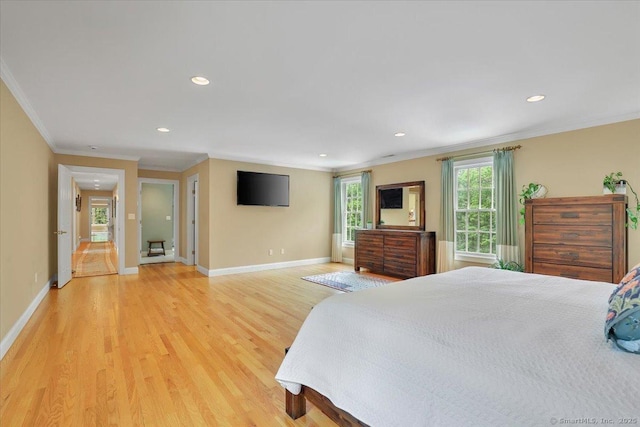 15 Surrey Ridge Rd, Killingworth, CT 06419 - bedroom with crown molding, recessed lighting, light wood finished floors, and baseboards