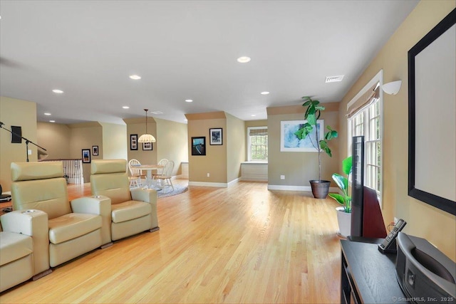15 Surrey Ridge Rd, Killingworth, CT 06419 - living area featuring baseboards, light wood-type flooring, and recessed lighting