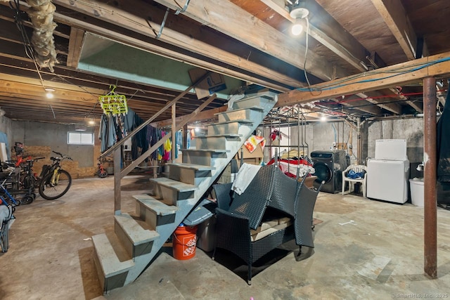 22 School St, New Britain, CT 06051 - below grade area with independent washer and dryer and stairway