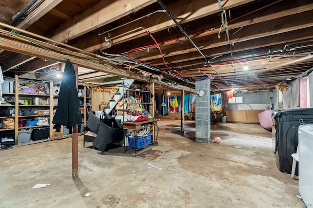 22 School St, New Britain, CT 06051 - unfinished basement featuring washing machine and dryer