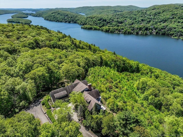 12 Fox Run, Sherman, CT 06784 - drone / aerial view of a heavily wooded area and a large body of water
