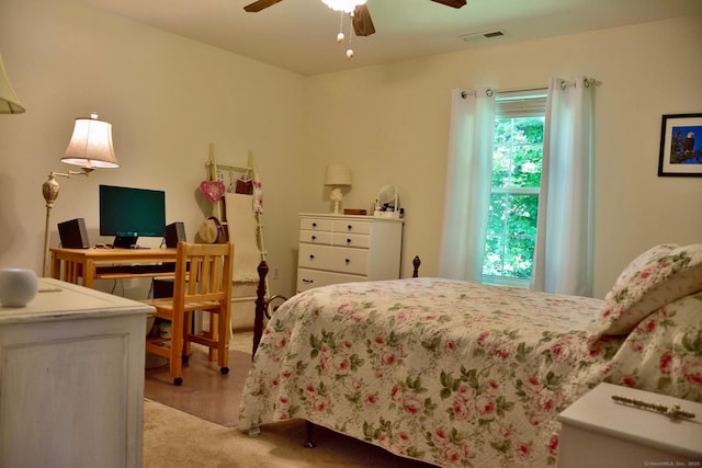 333 W Ave Unit 4, Milford, CT 06461 - bedroom with a ceiling fan, an office area, and light wood-style floors