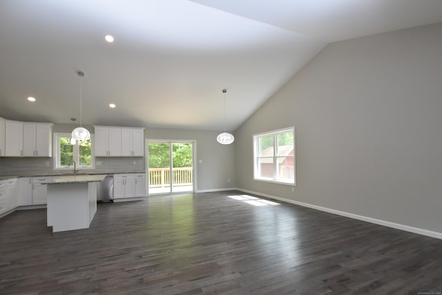 252 Plains Rd, Tolland, CT 06084 - kitchen featuring a sink, open floor plan, a kitchen island, white cabinets, and tasteful backsplash