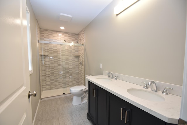 252 Plains Rd, Tolland, CT 06084 - bathroom with toilet, a stall shower, and double vanity
