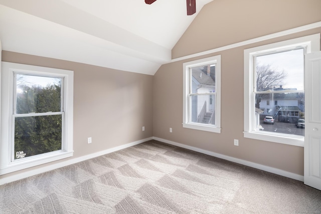 33 Prince St, Bristol, CT 06010 - additional living space featuring vaulted ceiling, healthy amount of natural light, a ceiling fan, and light carpet