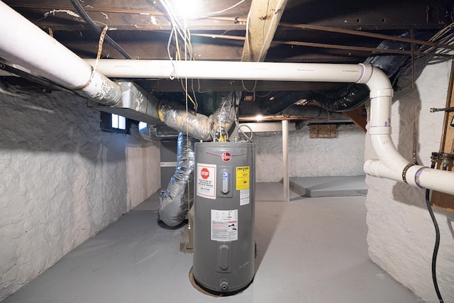 33 Prince St, Bristol, CT 06010 - unfinished basement with electric water heater