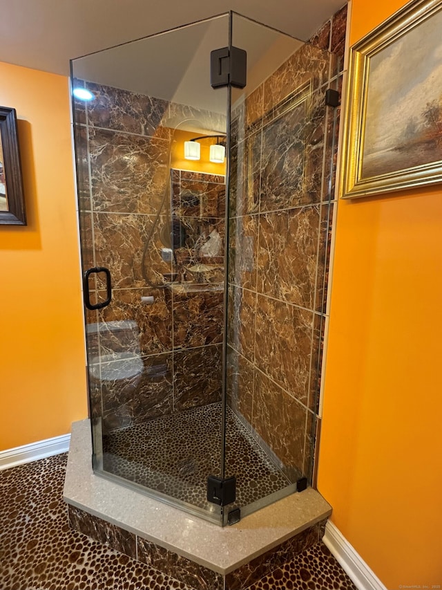 1 Russell Ln, Simsbury, CT 06070 - full bath with baseboards and a shower stall