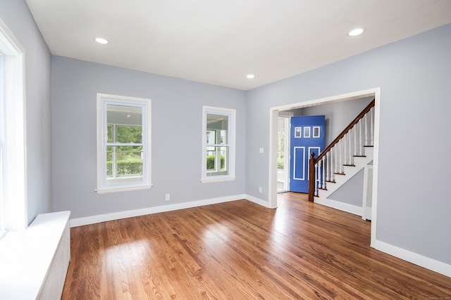 314 Skiff St, North Haven, CT 06473 - entrance foyer featuring stairway, wood finished floors, baseboards, and recessed lighting