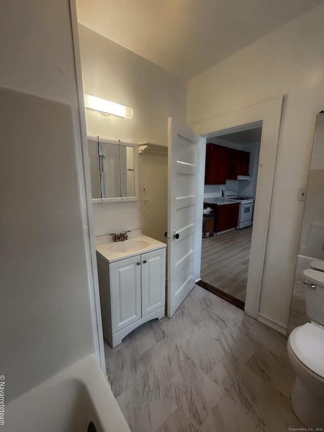 26 Stoehrs Pl, Bridgeport, CT 06606 - full bath with toilet, vanity, and marble finish flooring
