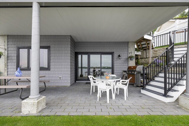 194 Killdeer Rd, Webster, MA 01570 - view of patio / terrace with stairs, a grill, and outdoor dining area