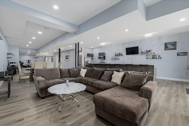 194 Killdeer Rd, Webster, MA 01570 - living room with light wood finished floors, recessed lighting, and baseboards