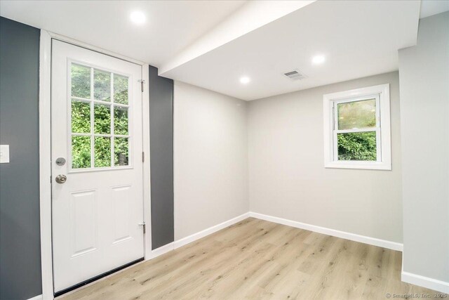 13 Turner Rd, Litchfield, CT 06778 - entryway featuring light wood-style flooring, baseboards, and recessed lighting