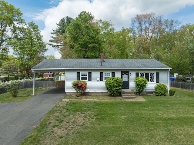 1 Pine Grove Ave, Enfield, CT 06082 - ranch-style house featuring asphalt driveway, a carport, and roof with shingles