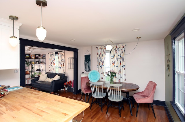 62 Mather St, Manchester, CT 06042 - dining room with plenty of natural light, wood finished floors, and a ceiling fan