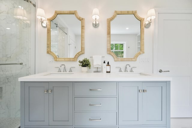 181 Highland Ave, Norwalk, CT 06853 - full bathroom featuring a marble finish shower and double vanity