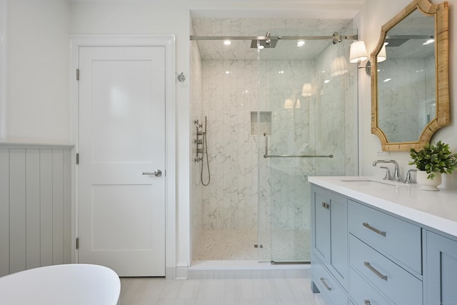 181 Highland Ave, Norwalk, CT 06853 - full bathroom with a marble finish shower, vanity, and marble finish floors