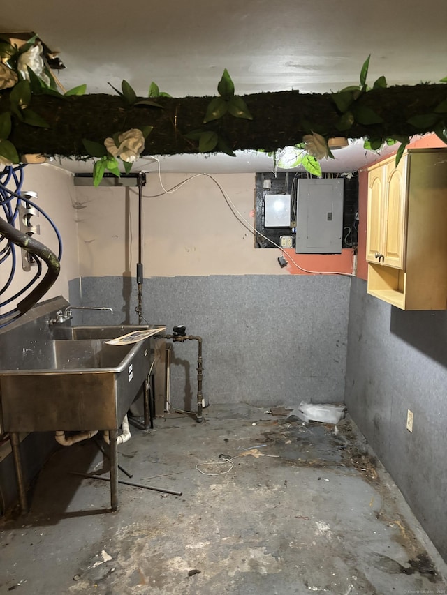 14 Judson Ave, New Haven, CT 06511 - basement featuring electric panel and a sink