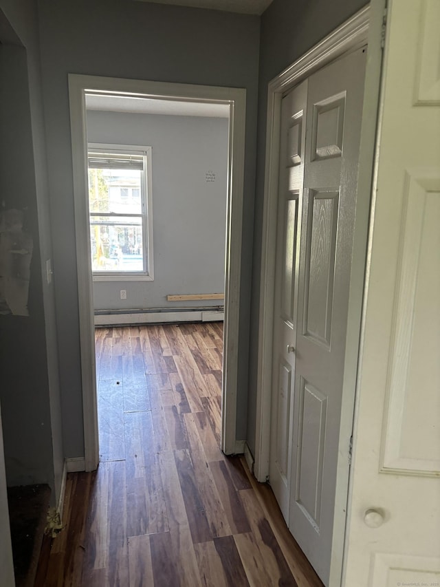 14 Judson Ave, New Haven, CT 06511 - corridor with a baseboard radiator and dark wood-style floors