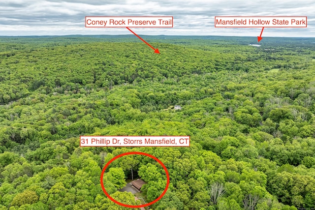 31 Philip Dr, Mansfield, CT 06268 - bird's eye view of a heavily wooded area