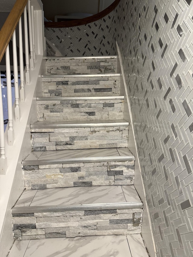 297 Laurel Ave, Bridgeport, CT 06605 - stairs featuring marble finish floors