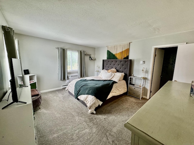 140 Hamden Ave Apt C, Waterbury, CT 06704 - bedroom featuring a textured ceiling, carpet flooring, and baseboard heating