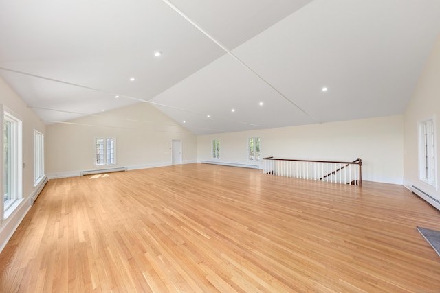 24 Newtown Tpke, Redding, CT 06896 - bonus room featuring light wood-style floors, lofted ceiling, baseboard heating, baseboards, and recessed lighting