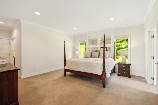 7 Wyndemere Unit 7, Avon, CT 06001 - bedroom featuring light carpet, multiple windows, recessed lighting, baseboards, and ornamental molding
